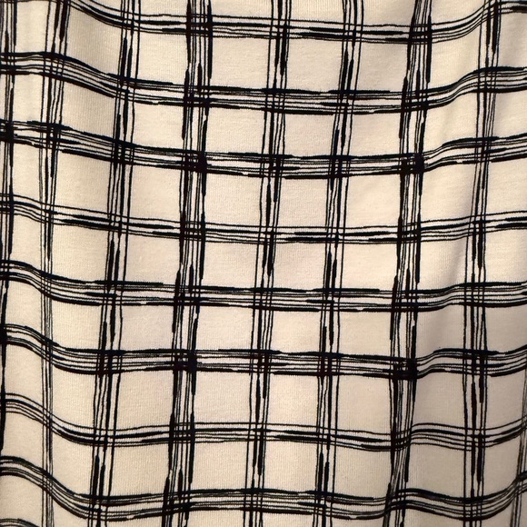 Chicos Size 3 Black & Cream Grid Pattern Square-Neck Lined Shirt, 3/4 Sleeve NWT - Picture 12 of 15